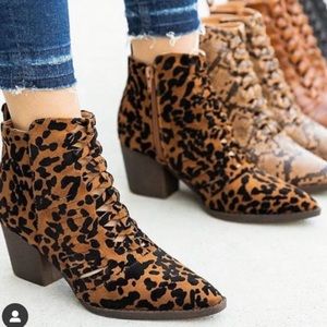 Shoes | Brown Snake Woven Detailed Pointed Ankle Bootie | Poshmark